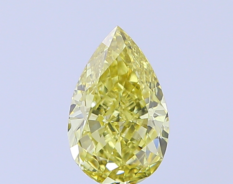 0.48 ct Pear Step lab grown diamond Fancy Vivid Yellow VVS2