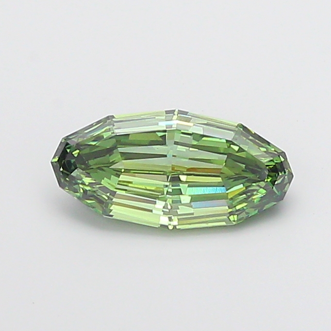 2.61 ct Oval Step lab grown diamond Fancy Vivid Green VS1