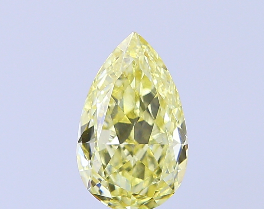 0.54 ct Pear Step lab grown diamond Fancy Intense Yellow VVS2