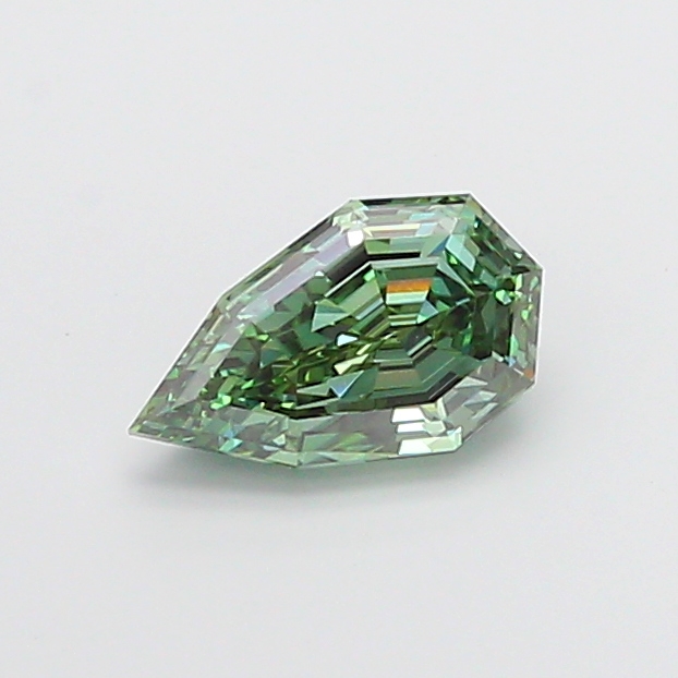 2.03 ct Pear Step lab grown diamond Fancy Vivid Green VS1