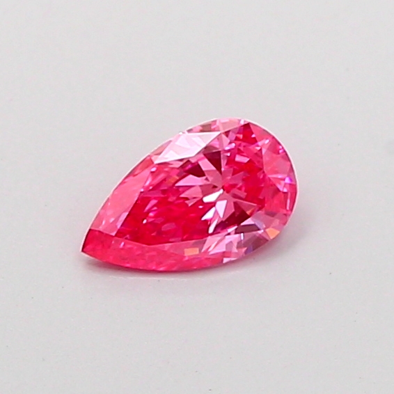 Actual 0.32 carat Fancy Vivid Pink Pear lab-grown diamond