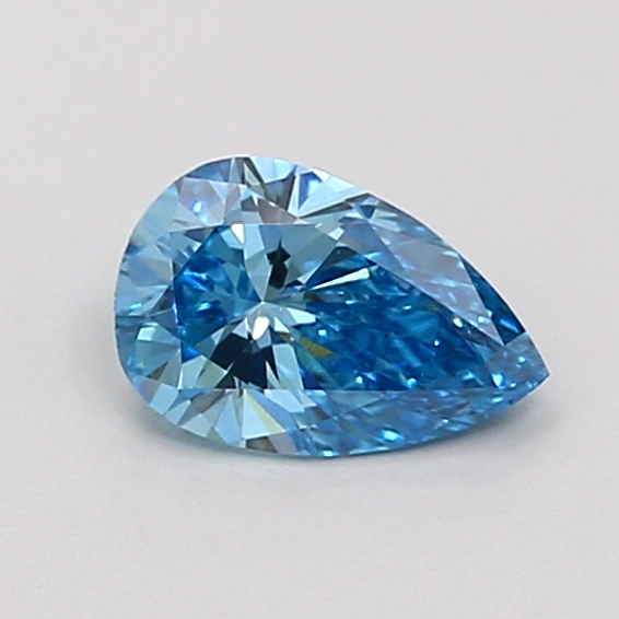 Actual 0.37 carat Fancy Vivid Blue Pear lab-grown diamond