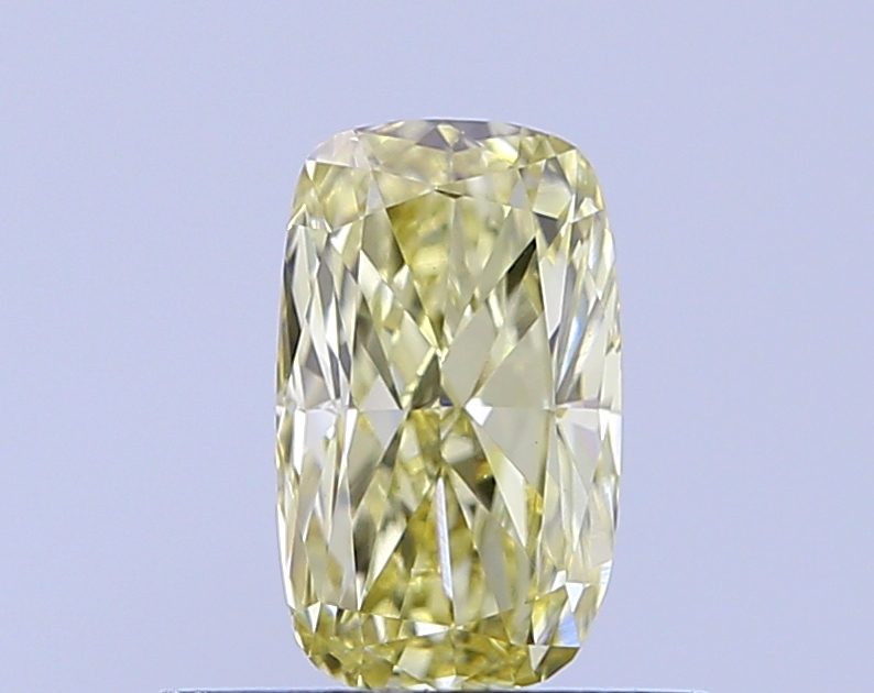 Actual 0.51 carat Fancy Yellow Cushion lab-grown diamond