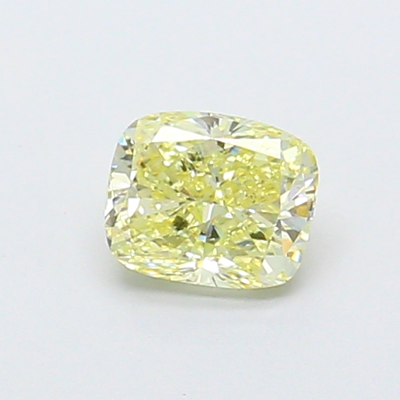 Actual 0.42 carat Fancy Light Yellow Radiant lab-grown diamond