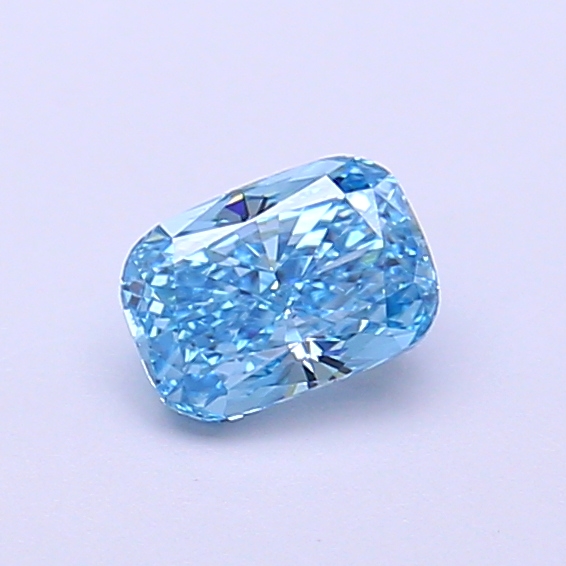 Actual 0.49 carat Fancy Vivid Blue Cushion lab-grown diamond