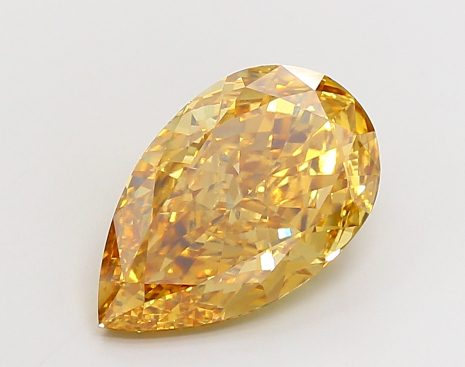 7.55 ct Pear Fancy Vivid Yellow Lab-Grown Diamond