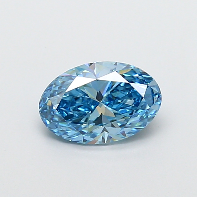 Actual 1.51 carat Fancy Vivid Blue Oval lab-grown diamond