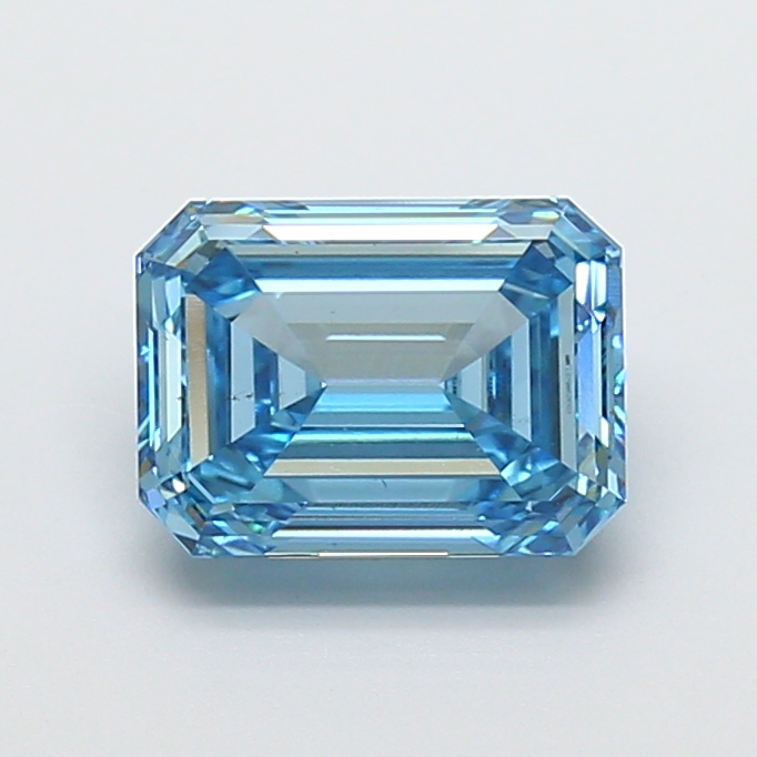 Actual 3 carat Fancy Vivid Blue Emerald lab-grown diamond