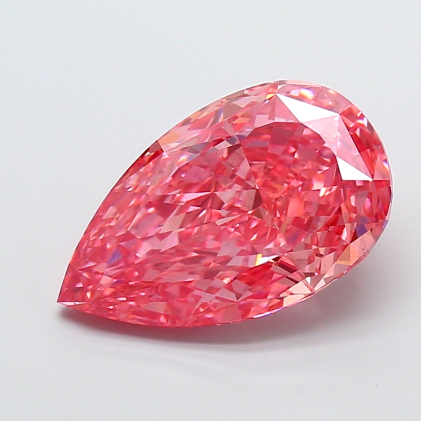 5.06 ct Pear Fancy Vivid Pink Lab-Grown Diamond