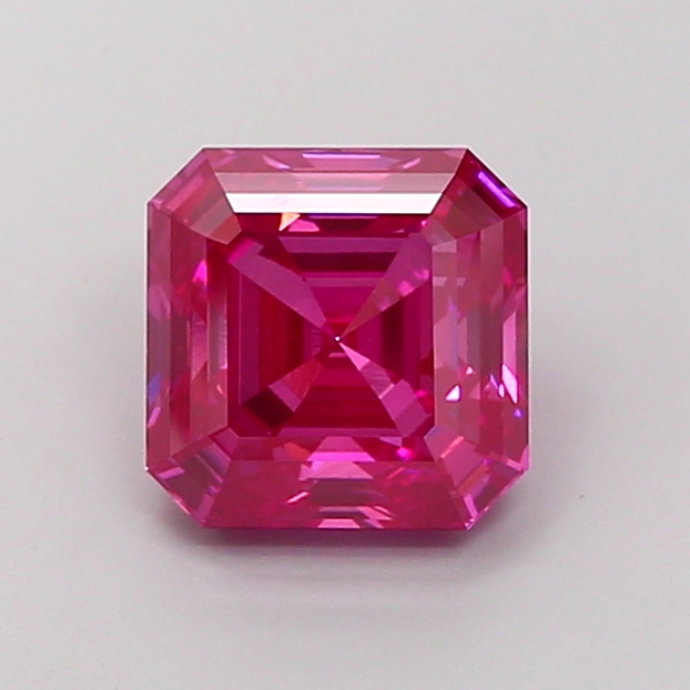 3.03 ct Sq Emerald Fancy Vivid Pink Lab-Grown Diamond