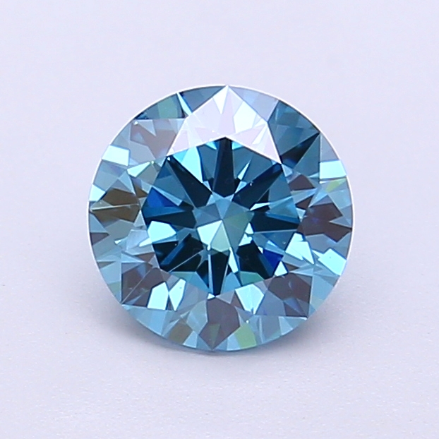 Actual 0.98 carat Vivid Blue Round lab-grown diamond