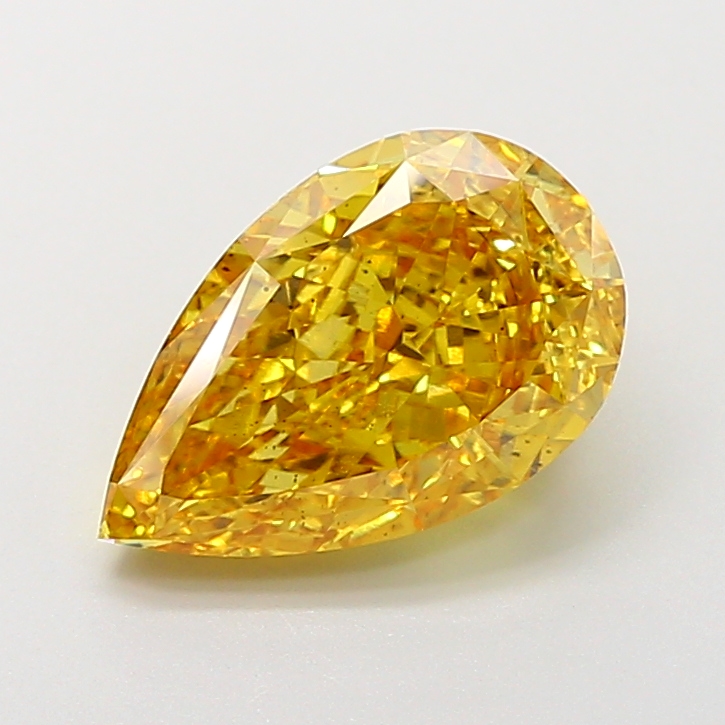 5.03 ct Pear Fancy Vivid Orangey Yellow Lab-Grown Diamond