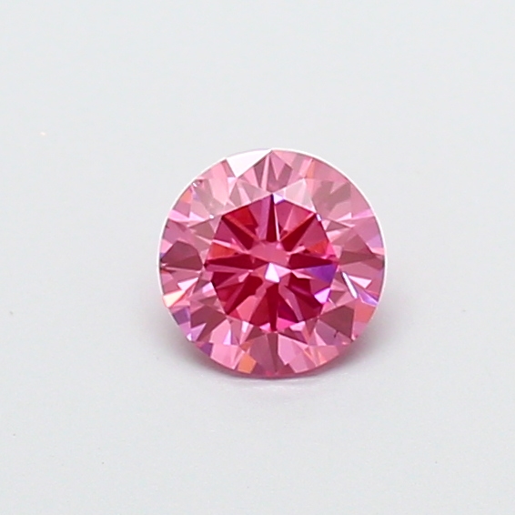Actual 0.47 carat Vivid Pink Round lab-grown diamond