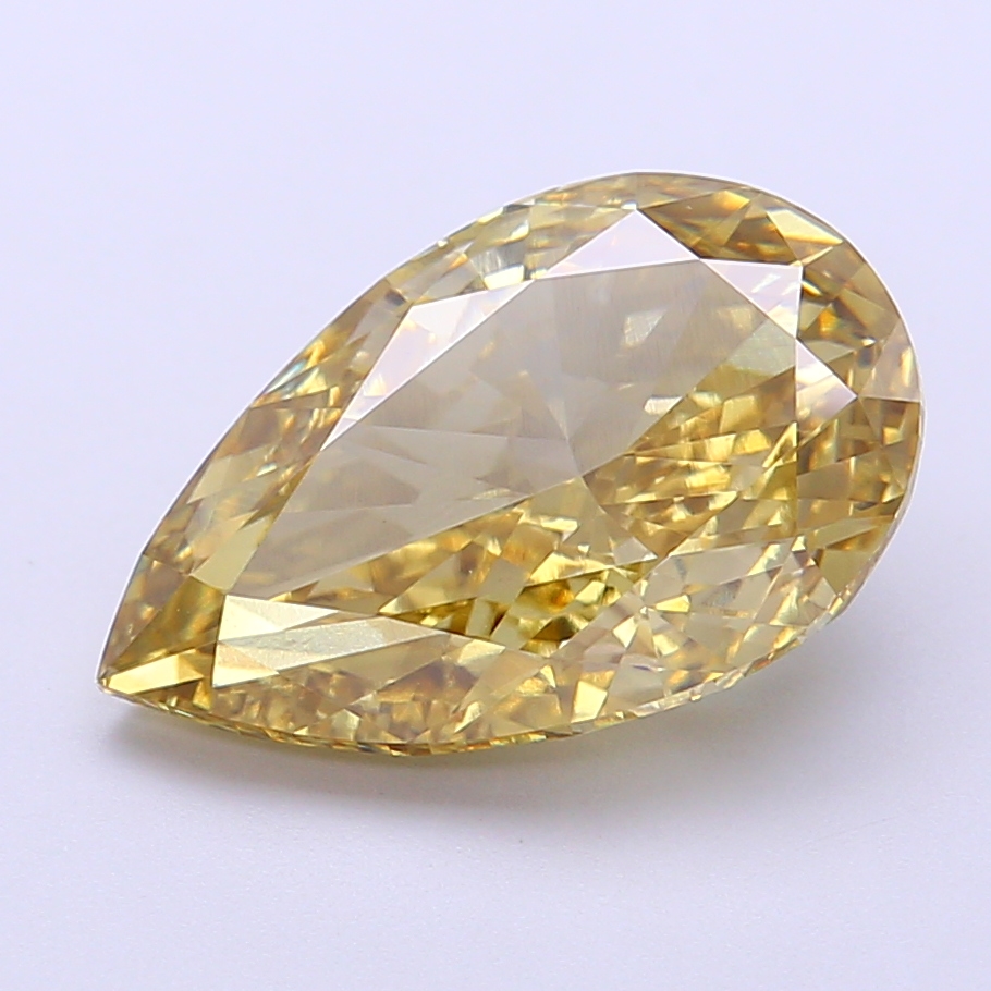 3.02 ct Pear Fancy Vivid Yellow Lab-Grown Diamond