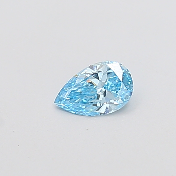 Actual 0.23 carat Fancy Vivid Blue Pear lab-grown diamond