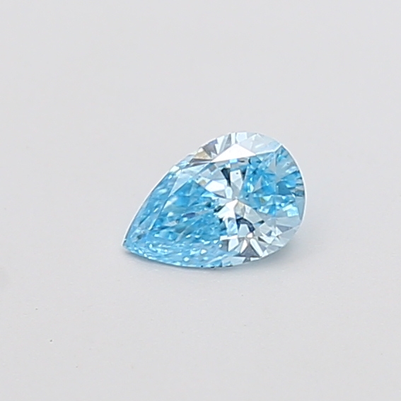 Actual 0.28 carat Fancy Vivid Blue Pear lab-grown diamond
