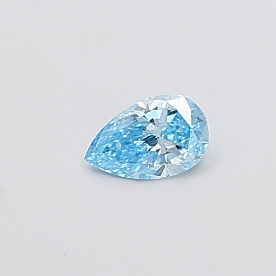 Actual 0.23 carat Fancy Vivid Blue Pear lab-grown diamond