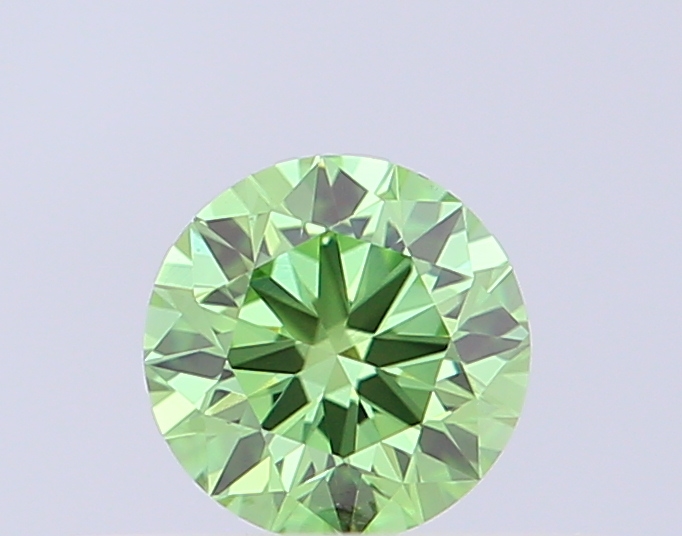 Actual 0.35 carat Vivid Green Round lab-grown diamond