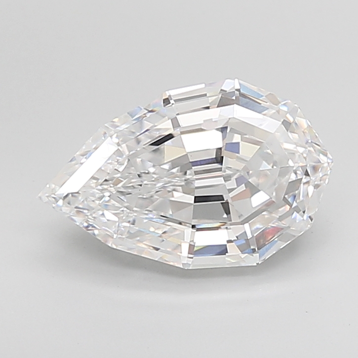 4.21 carat Pear Step Cut lab grown diamond, D VVS2, IGI certified