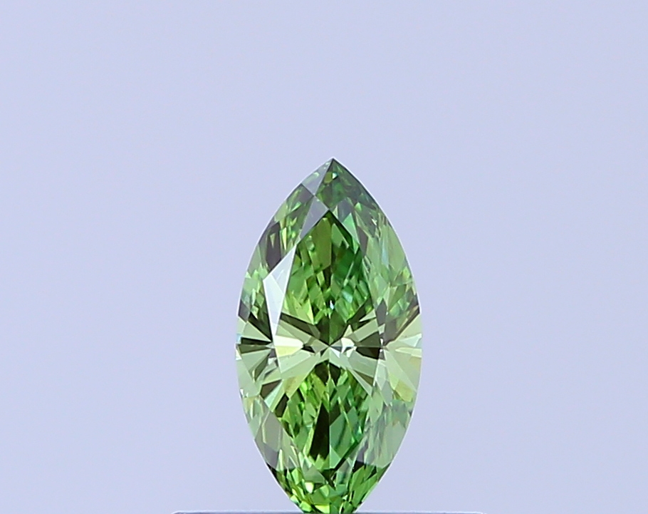 Actual 0.32 carat Fancy Vivid Green Marquise lab-grown diamond