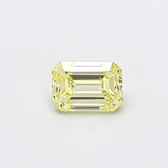 Actual 0.41 carat Fancy Yellow Emerald lab-grown diamond