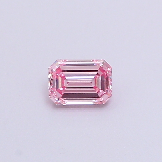 Actual 0.21 carat Fancy Intense Pink Emerald lab-grown diamond