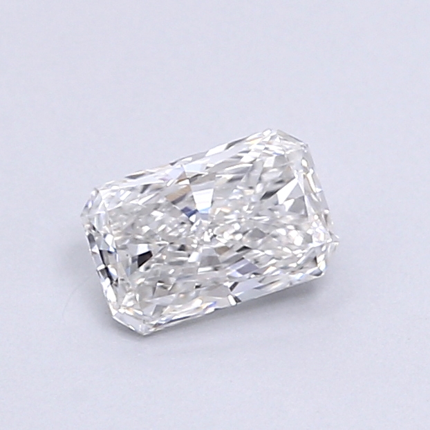 Actual 0.4 carat F Radiant lab-grown diamond