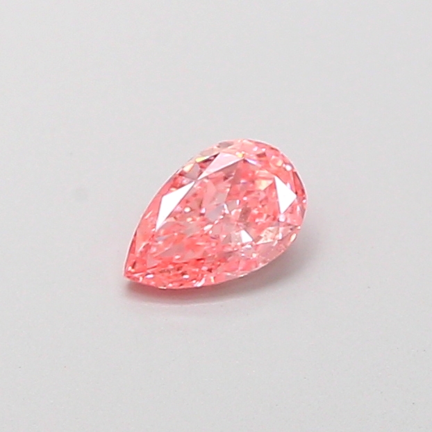 Actual 0.29 carat Fancy Vivid Pink Pear lab-grown diamond