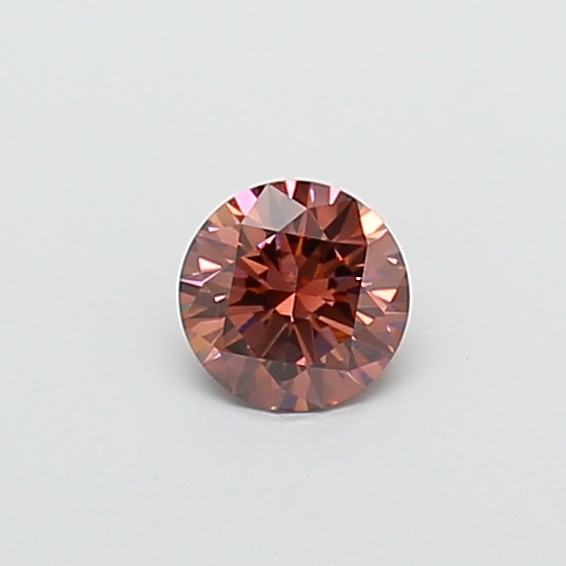 Actual 0.63 carat Fancy Pinkish Brown Round lab-grown diamond