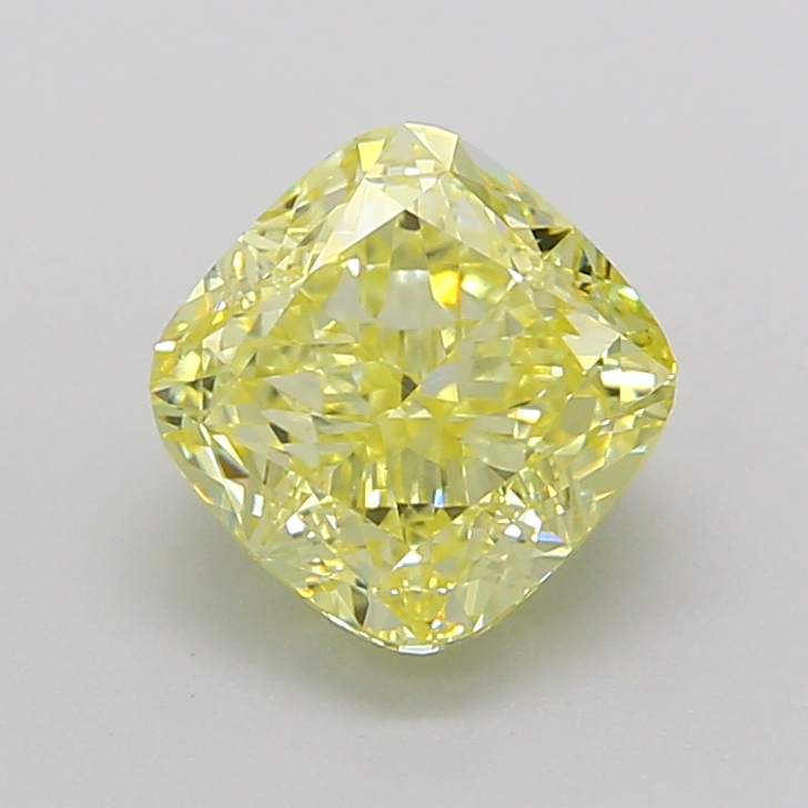 1.10 carat Fancy Yellow Cushion lab grown diamond, VS1, IGI certified