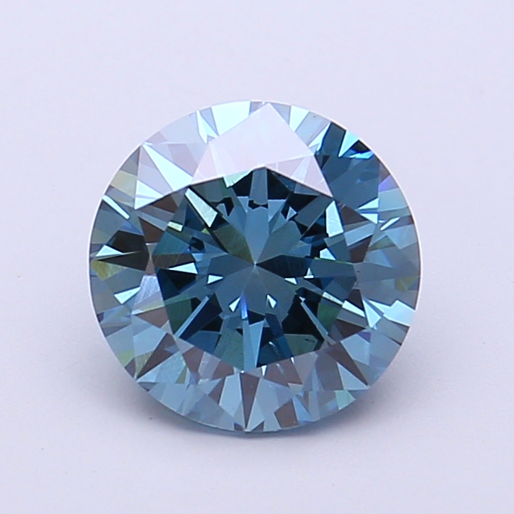 Actual 2.01 carat Fancy Vivid Blue Round lab-grown diamond