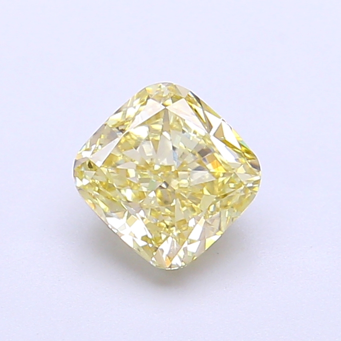 Actual 1.02 carat Light Yellow Cushion lab-grown diamond