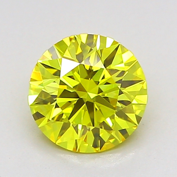 1.00 carat Fancy Vivid Yellow Round lab grown diamond, VVS2, IGI certified