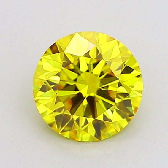 1.22 carat Fancy Vivid Yellow Round lab grown diamond, VS1, IGI certified