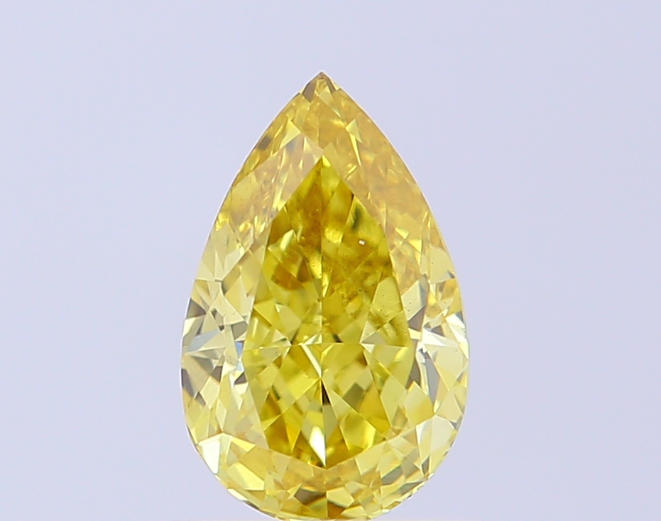 0.83 ct Pear, Fancy Vivid Yellow VS1 CVD