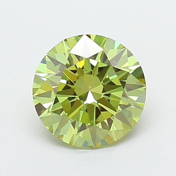 Actual 1.02 carat Vivid Green Round lab-grown diamond