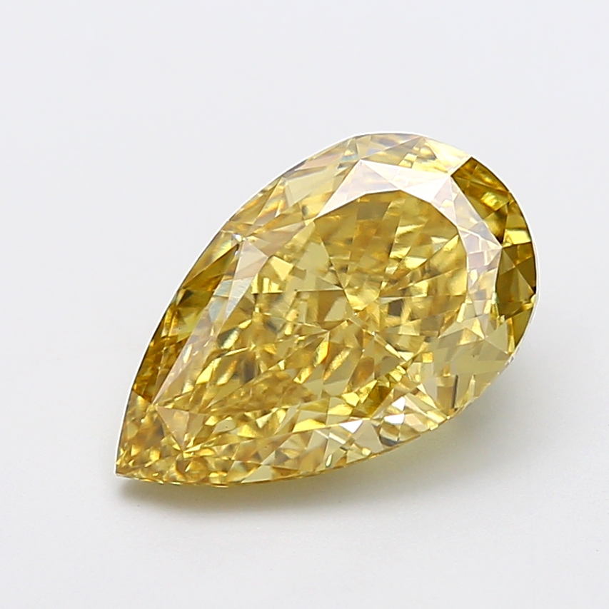 5.04 ct Pear Fancy Vivid Yellow Lab-Grown Diamond