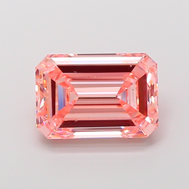 Actual 4.02 carat Fancy Intense Pink Emerald lab-grown diamond