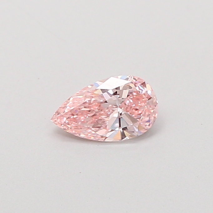Actual 0.3 carat Fancy Intense Pink Pear lab-grown diamond