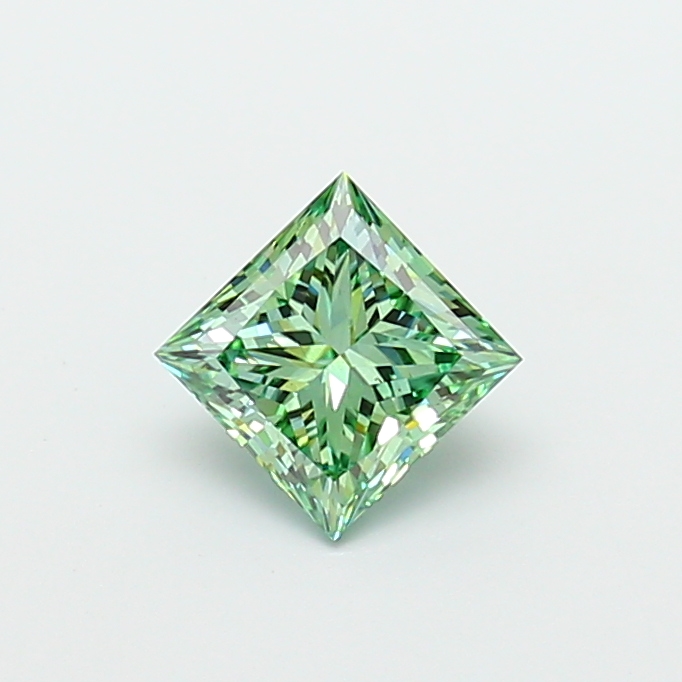 1.49 ct Princess lab grown diamond Fancy Vivid Green VS2