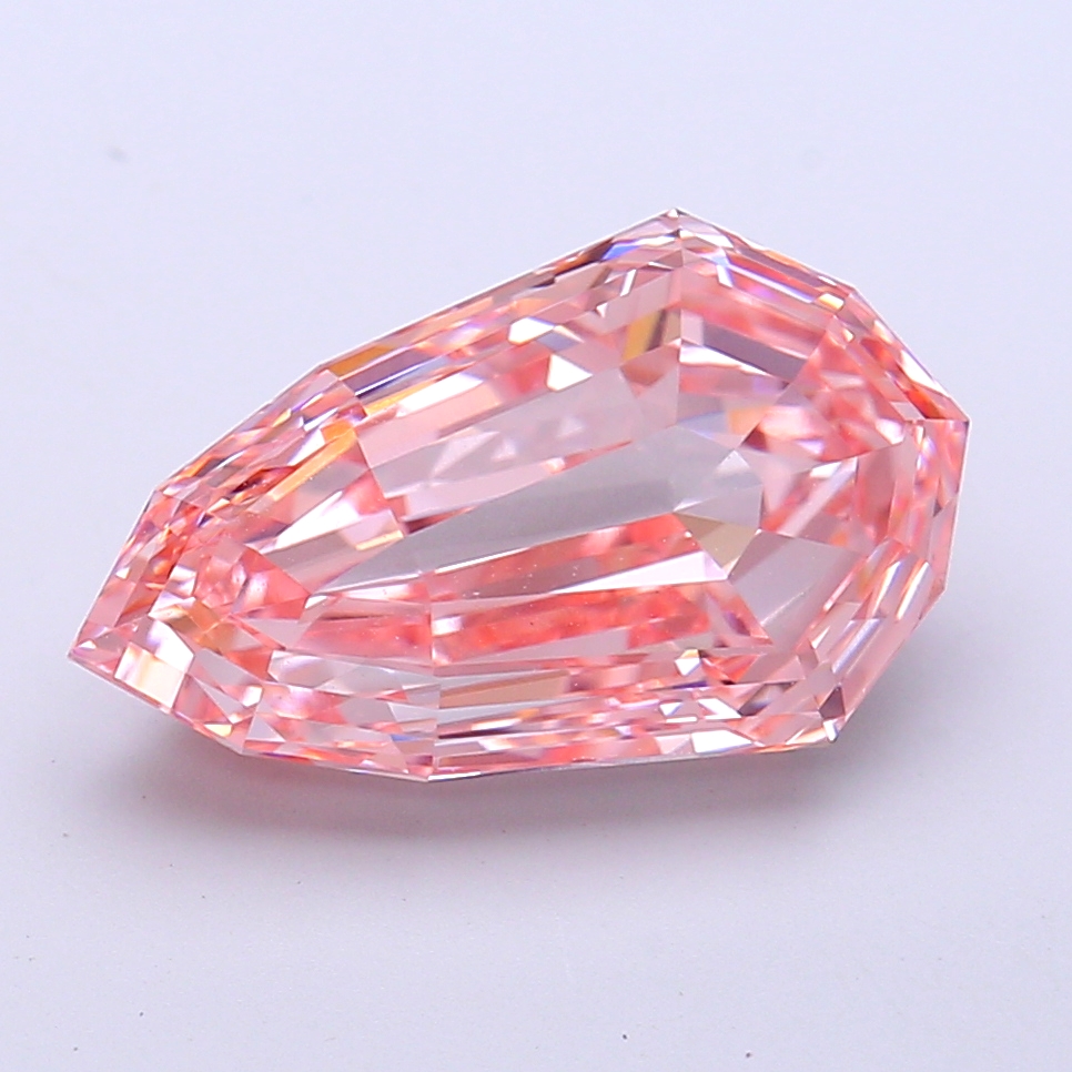 5.00 ct Pink (Vivid) VVS2 Modified Pear Step Cut lab-grown diamond