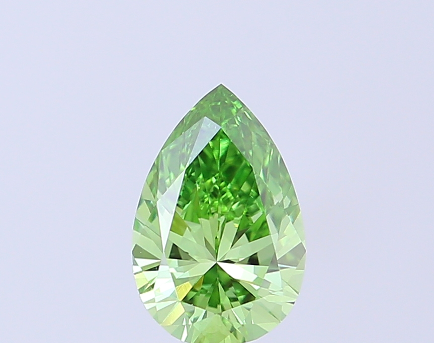 0.69 ct Pear Fancy Vivid Green Lab-Grown Diamond
