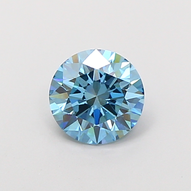 Actual 1.04 carat Vivid Blue Round lab-grown diamond