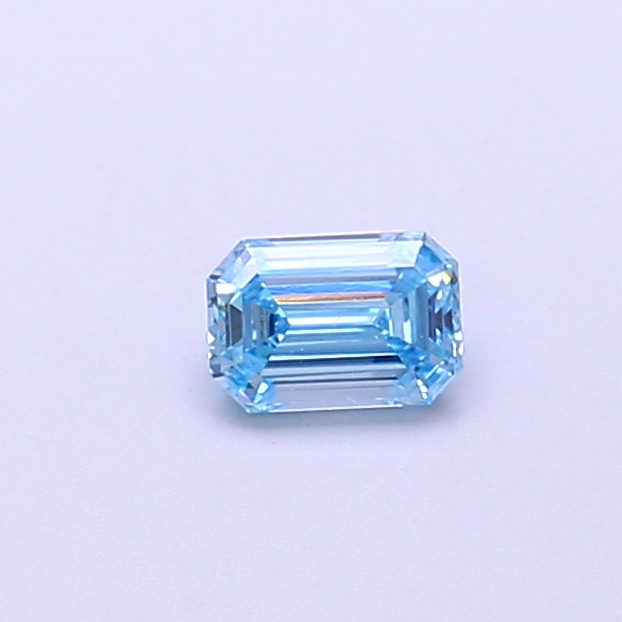 Actual 0.27 carat Vivid Blue Emerald lab-grown diamond