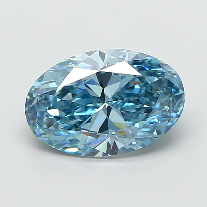 Actual 1.55 carat Fancy Vivid Blue Oval lab-grown diamond