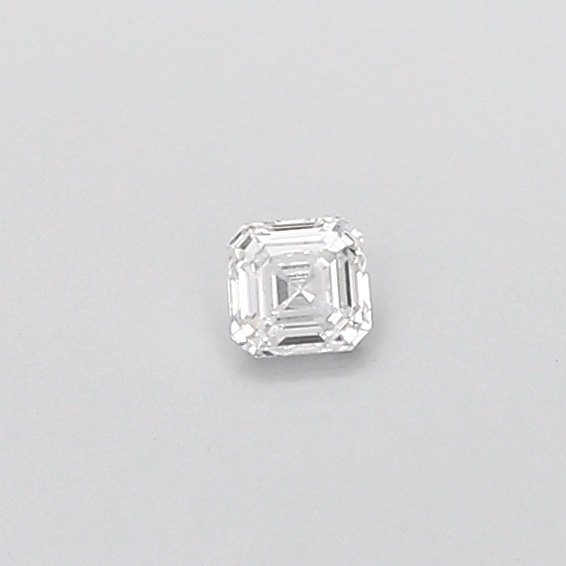 Actual 0.28 carat E Asscher lab-grown diamond